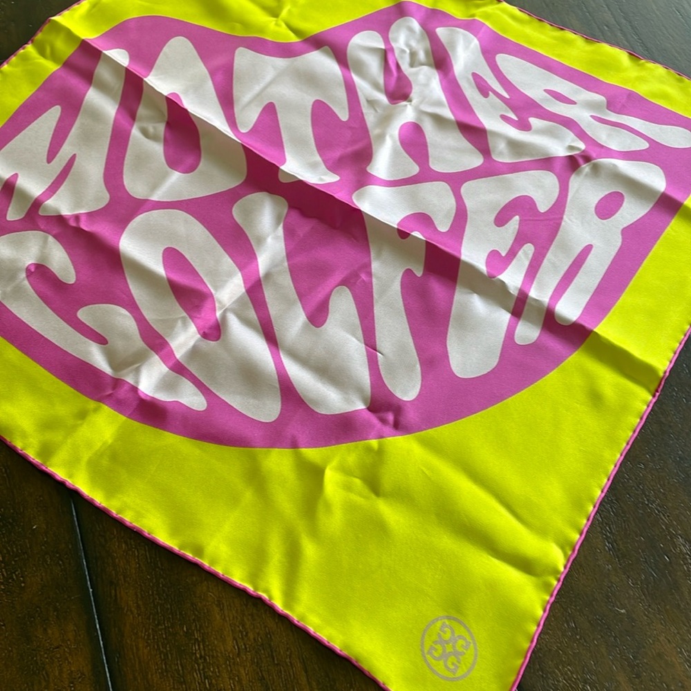G/Fore Scarf ‘Mother Golfer’ Neon Yellow With Hot Pink 100% Silk-New